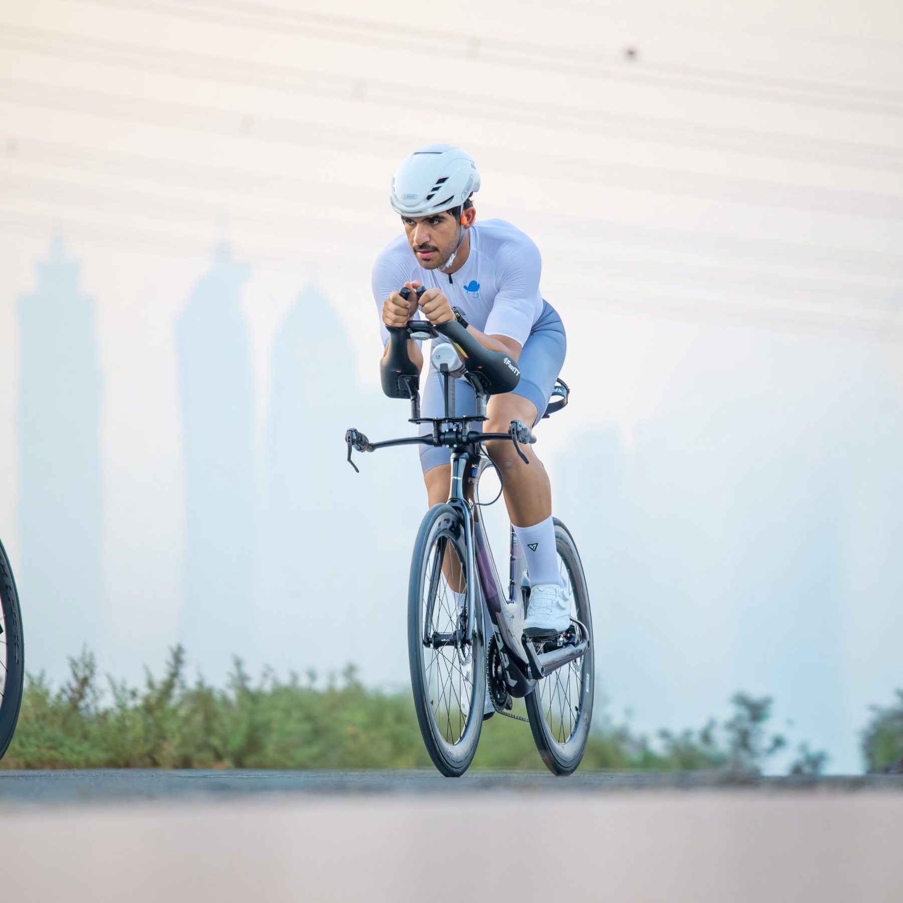 Athlete on a time trial bike